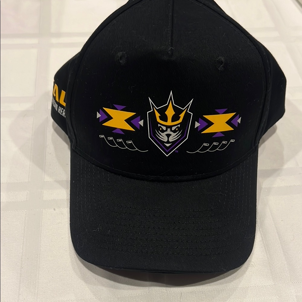 SEALS Professional Men’s Lacrosse Black Cap with Purple and Yellow Logo